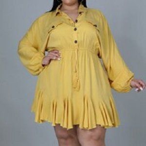 Plus Size Yellow Skater Dress